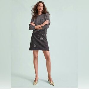 LOFT Charcoal Gray Mini Skirt with Embellishments